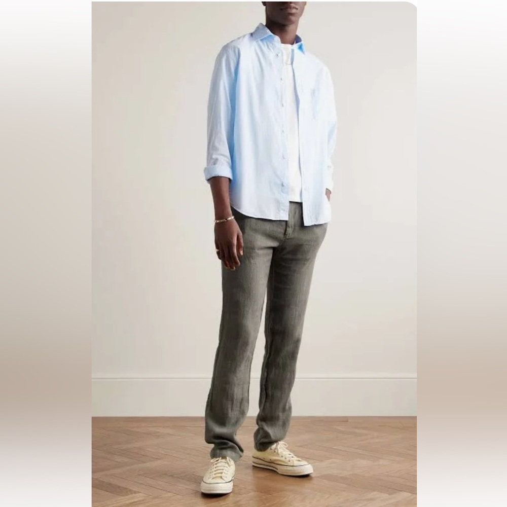 HARTFORD
Tanker Slim-Fit Straight-Leg Linen Drawstring Trousers